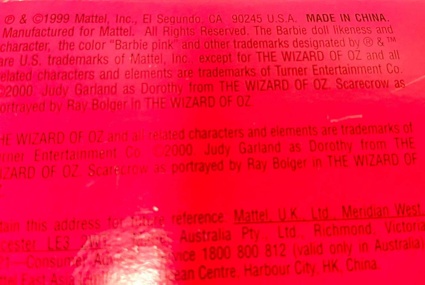1939 Barbie as Dorothy NOS in "The Wizard of Oz" Doll Released 1999
