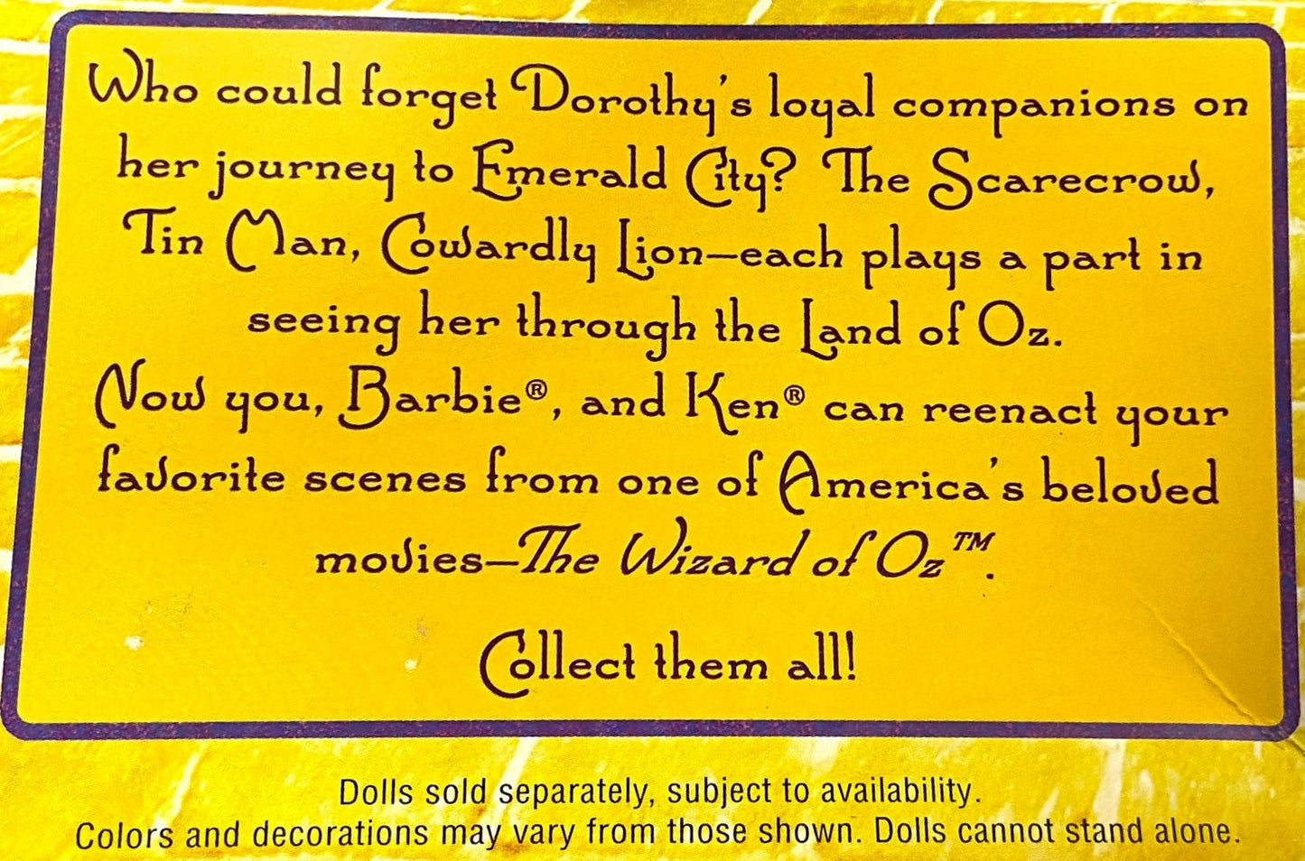 1939 Ken as the Cowardly Lion in "The Wizard of Oz" Doll NOS Made 1999