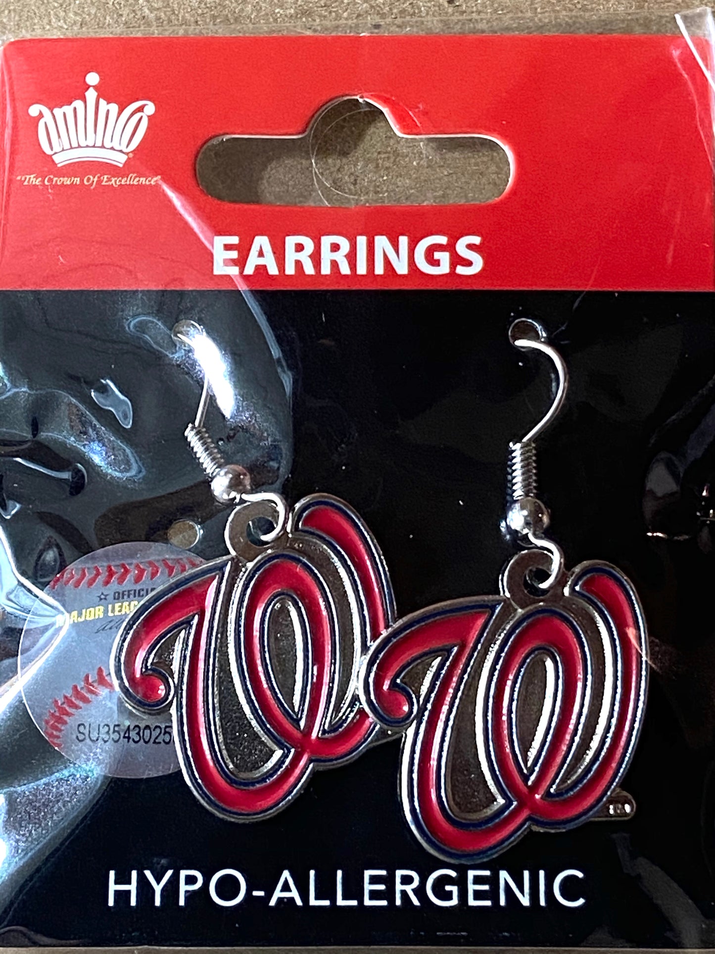 Washington Nationals MLB Hypoallergenic Logo Dangle Earrings by Aminco