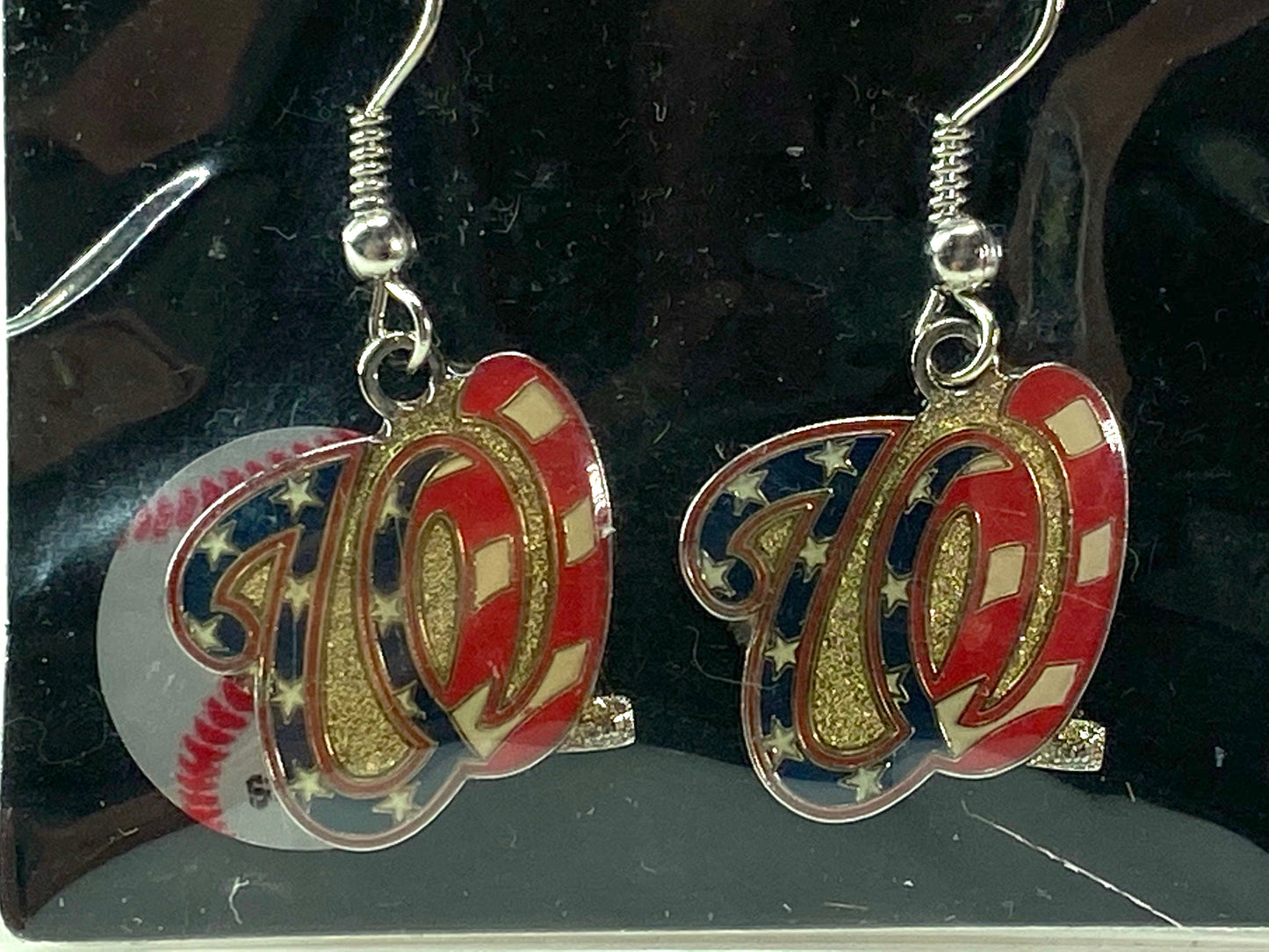 Washington Nationals Vintage MLB Stars & Stripes Dangle Earrings by Aminco International