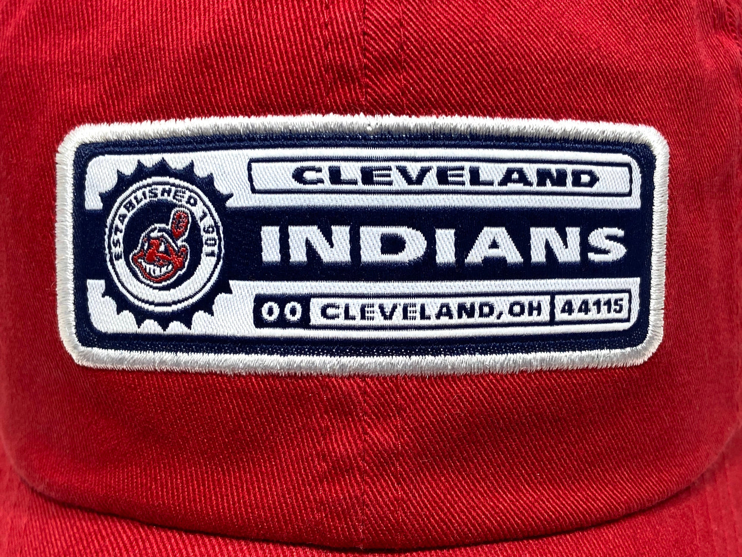 Cleveland Indians Vintage MLB Red 2000 License Plate Hat by American Needle