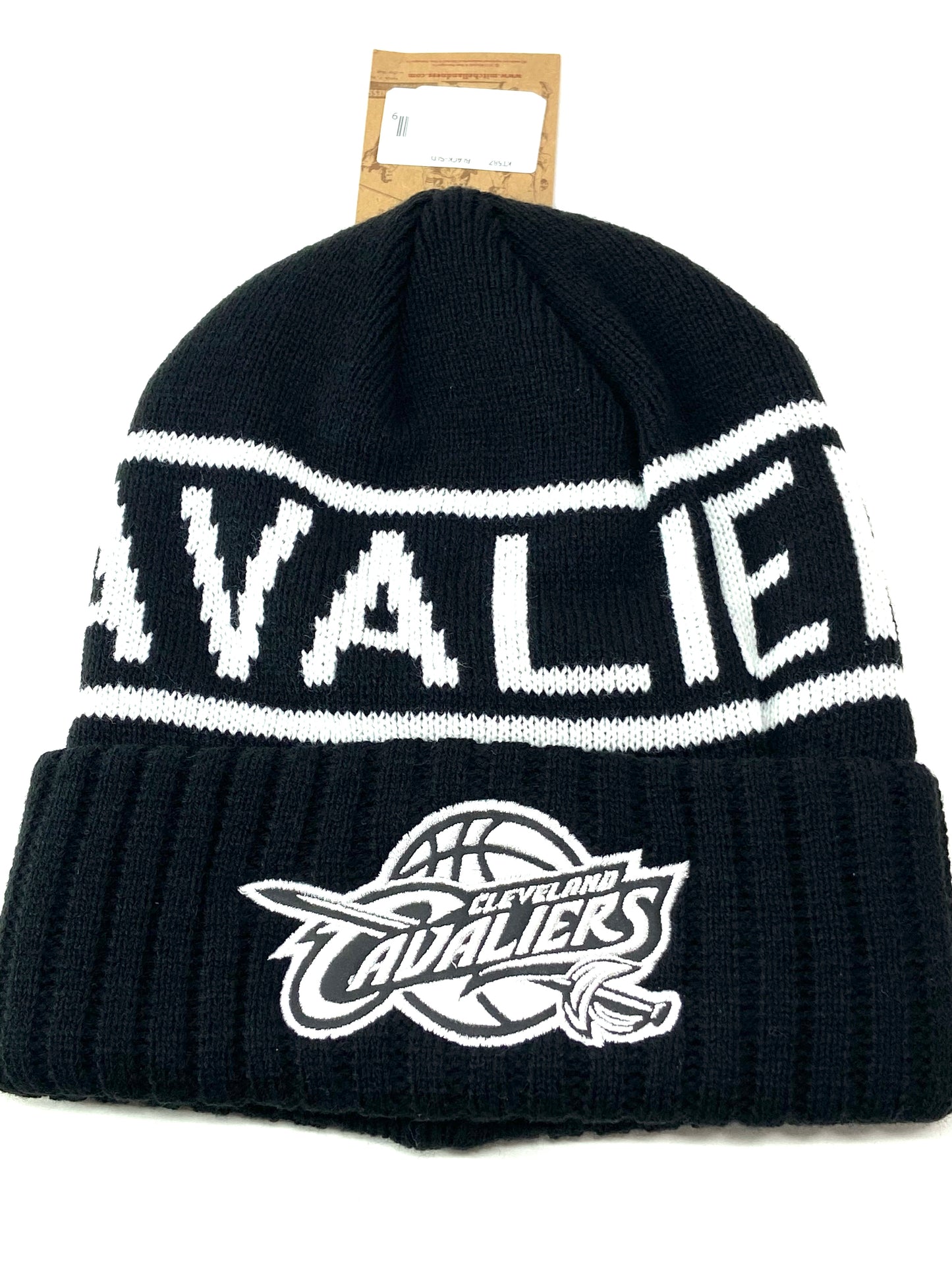 Cleveland Cavaliers NBA Black & White Reflective Knit Cuffed Hat by Mitchell & Ness