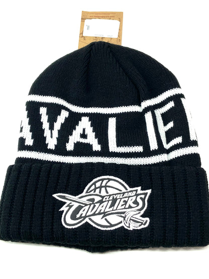 Cleveland Cavaliers NBA Black & White Reflective Knit Cuffed Hat by Mitchell & Ness