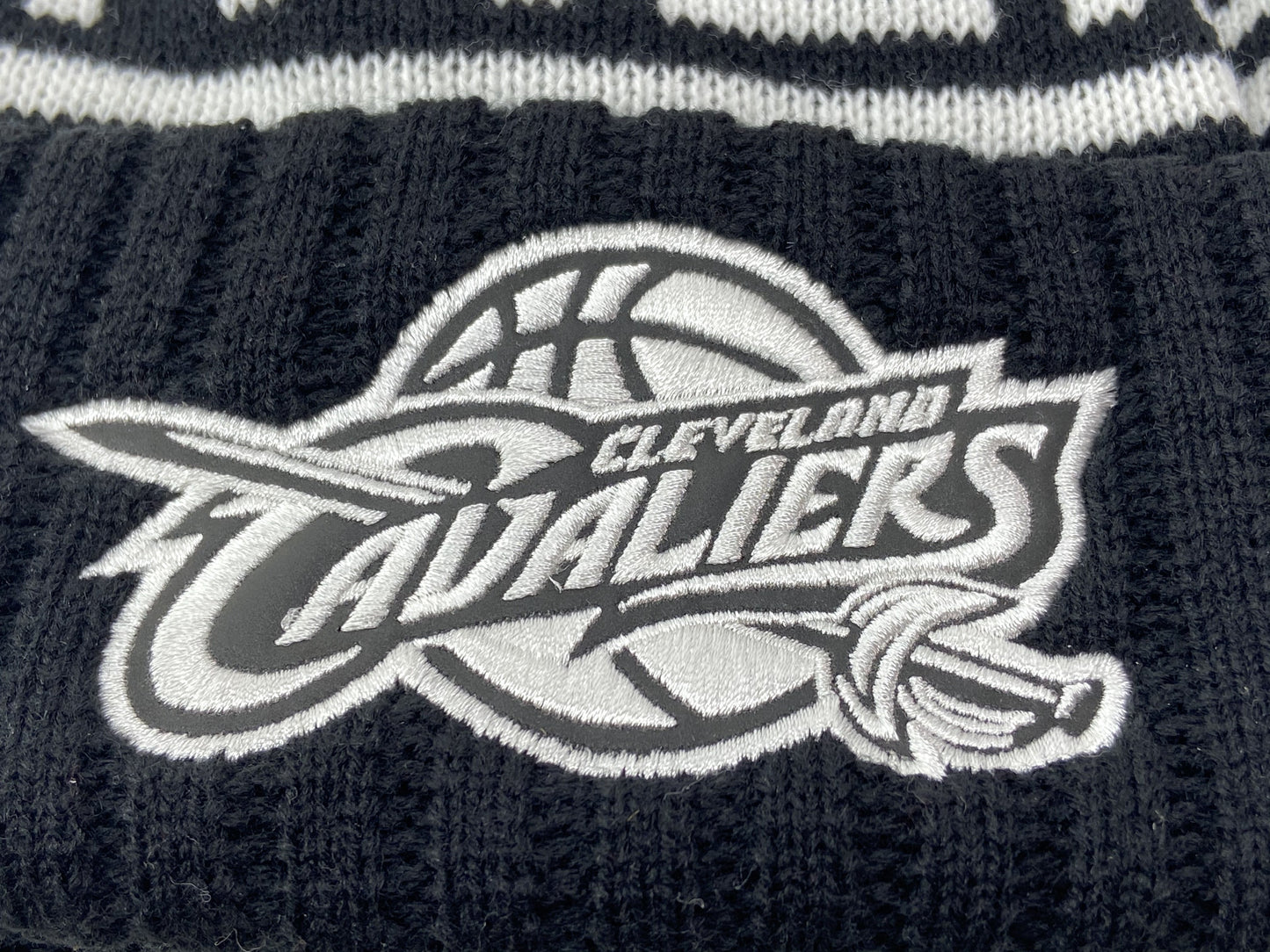 Cleveland Cavaliers NBA Black & White Reflective Knit Cuffed Hat by Mitchell & Ness