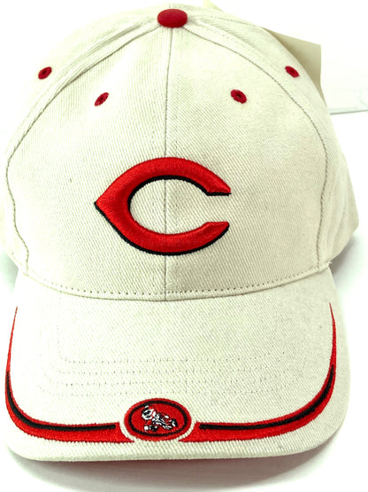 Cincinnati Reds Vintage MLB White "Stache" Cap by Twins Enterprise