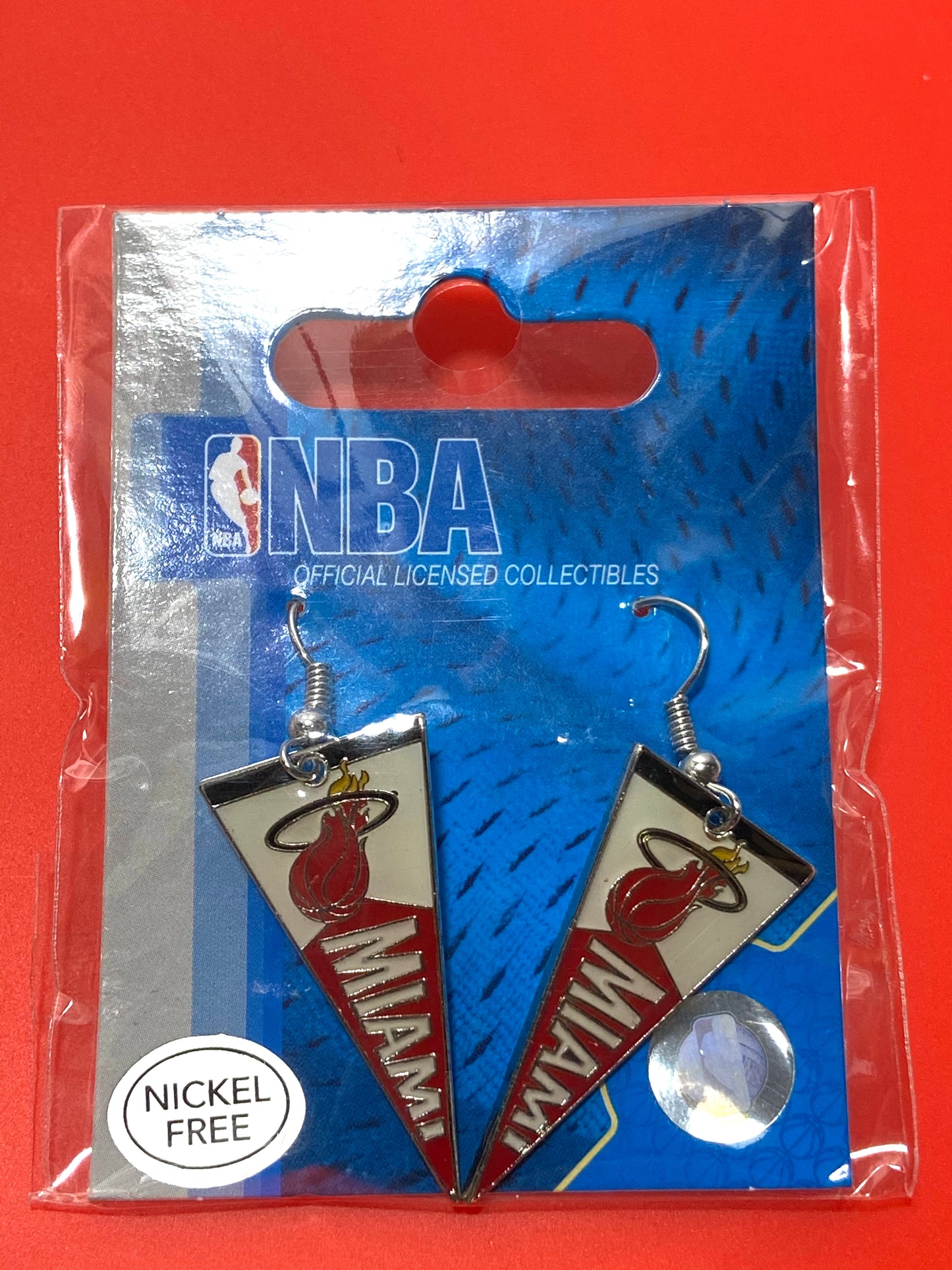 Miami Heat 2010 NBA "Pennant" Nickel Free Dangle Earrings by Aminco