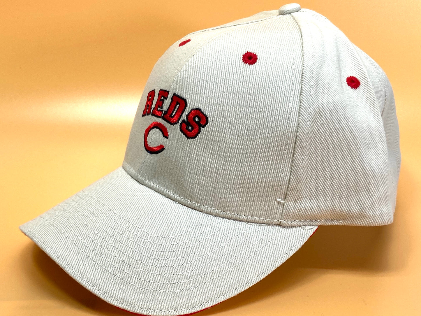 Cincinnati Reds Vintage MLB Cream "Block Reds" Cap By Drew Pearson Marketing