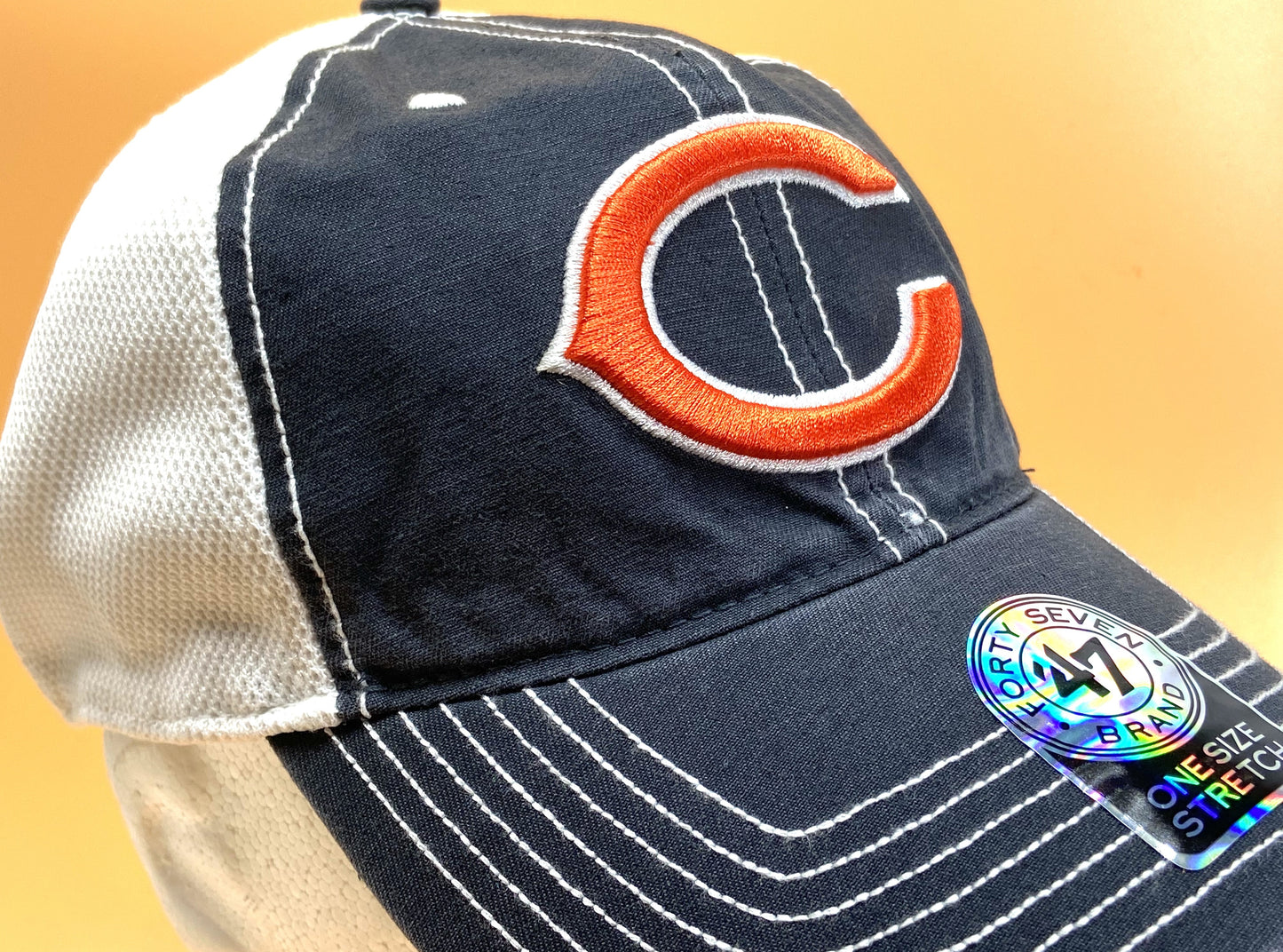 Chicago Bears NFL Navy Ripley Closer Stretch Fit Mesh Cap by '47 Brand