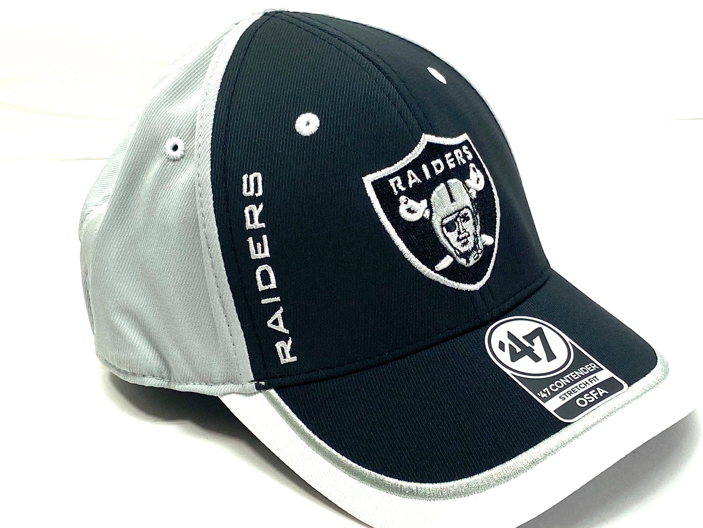 Oakland Raiders NFL Crash Line Contender Stretch Fit Logo Cap By '47 Brand