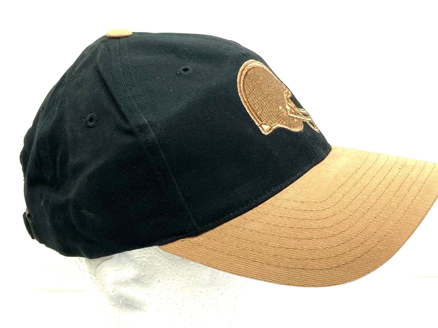 Cleveland Browns Vintage NFL Tan Logo On Black Crown Cap by American Needle