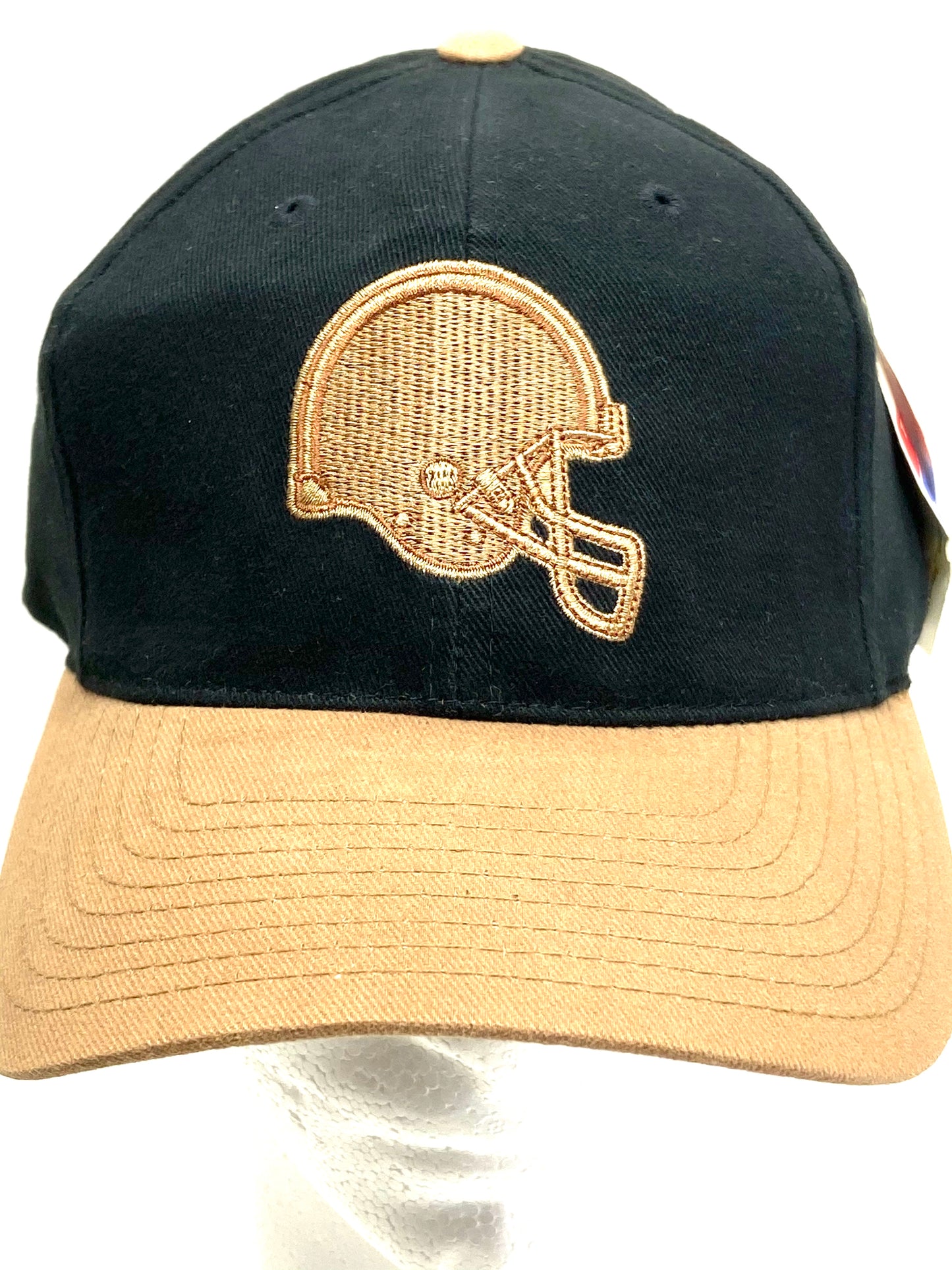 Cleveland Browns Vintage NFL Tan Logo On Black Crown Cap by American Needle