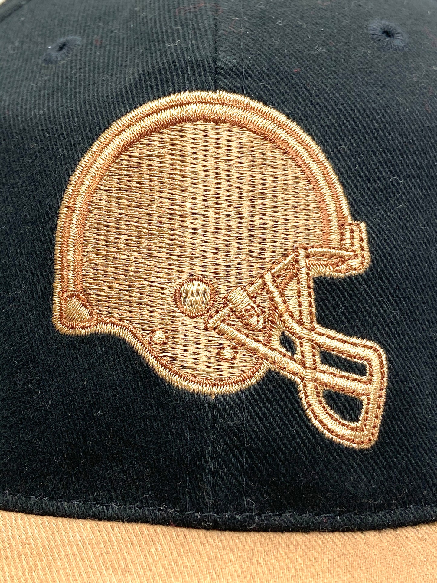 Cleveland Browns Vintage NFL Tan Logo On Black Crown Cap by American Needle