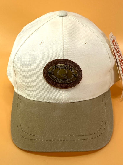 Cleveland Browns Vintage NFL Cream 20% Wool Metal Logo Cap by American Needle