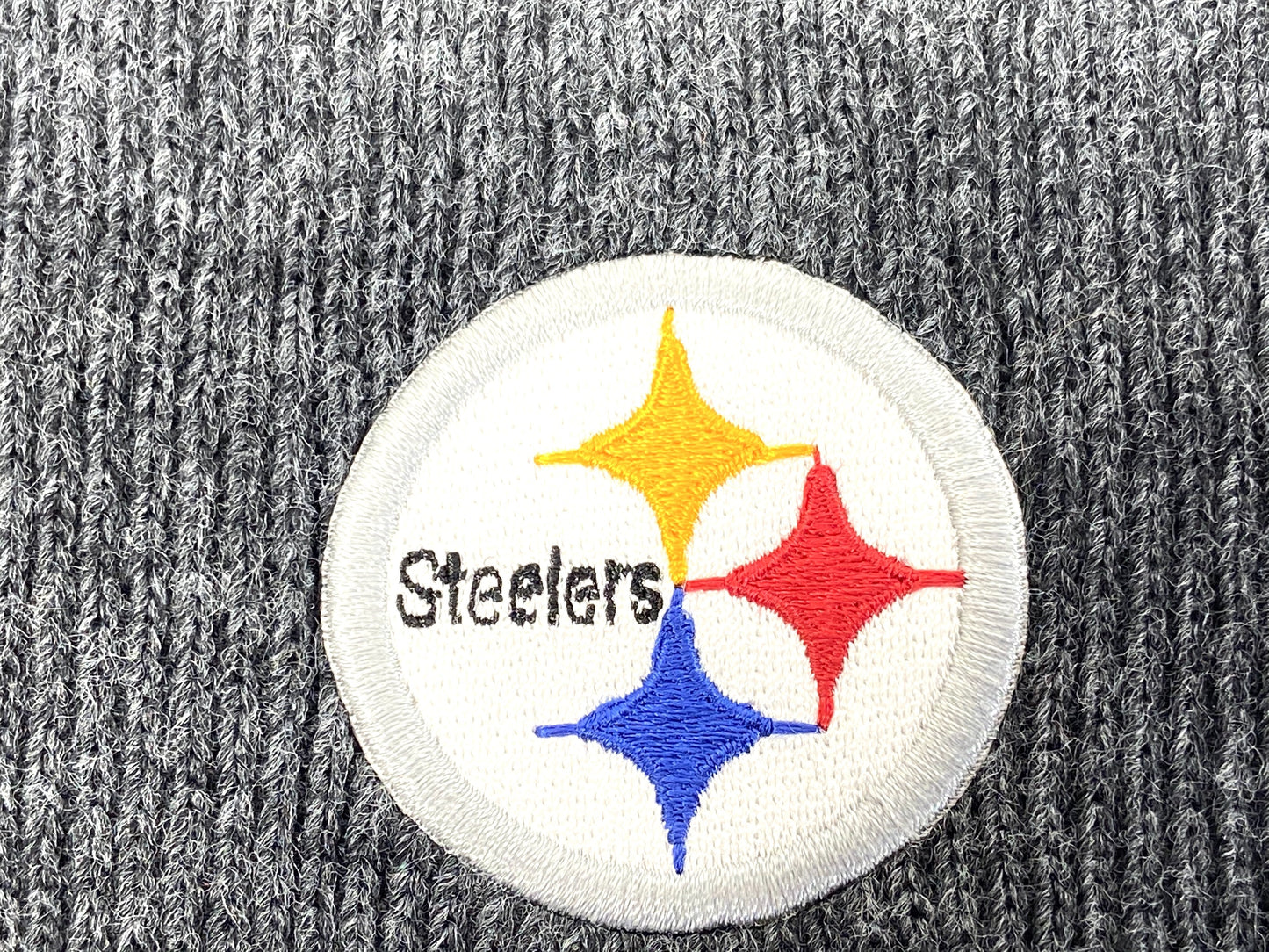 Pittsburgh Steelers Vintage NFL Dark Gray Cuffed Logo Knit Hat by Rossmor Industries