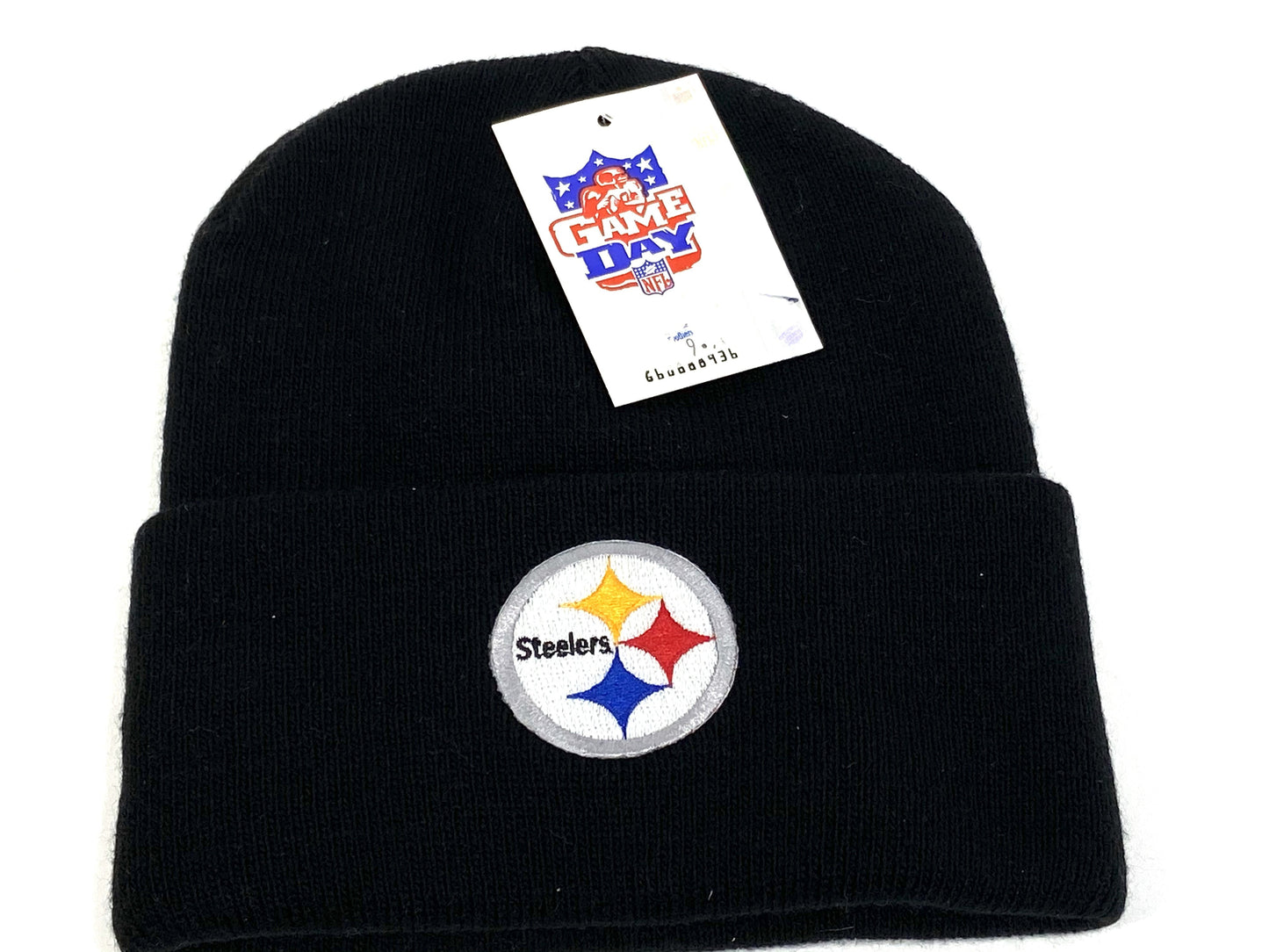 Pittsburgh Steelers Vintage NFL Black Cuffed Logo Knit Hat by Rossmor Industries