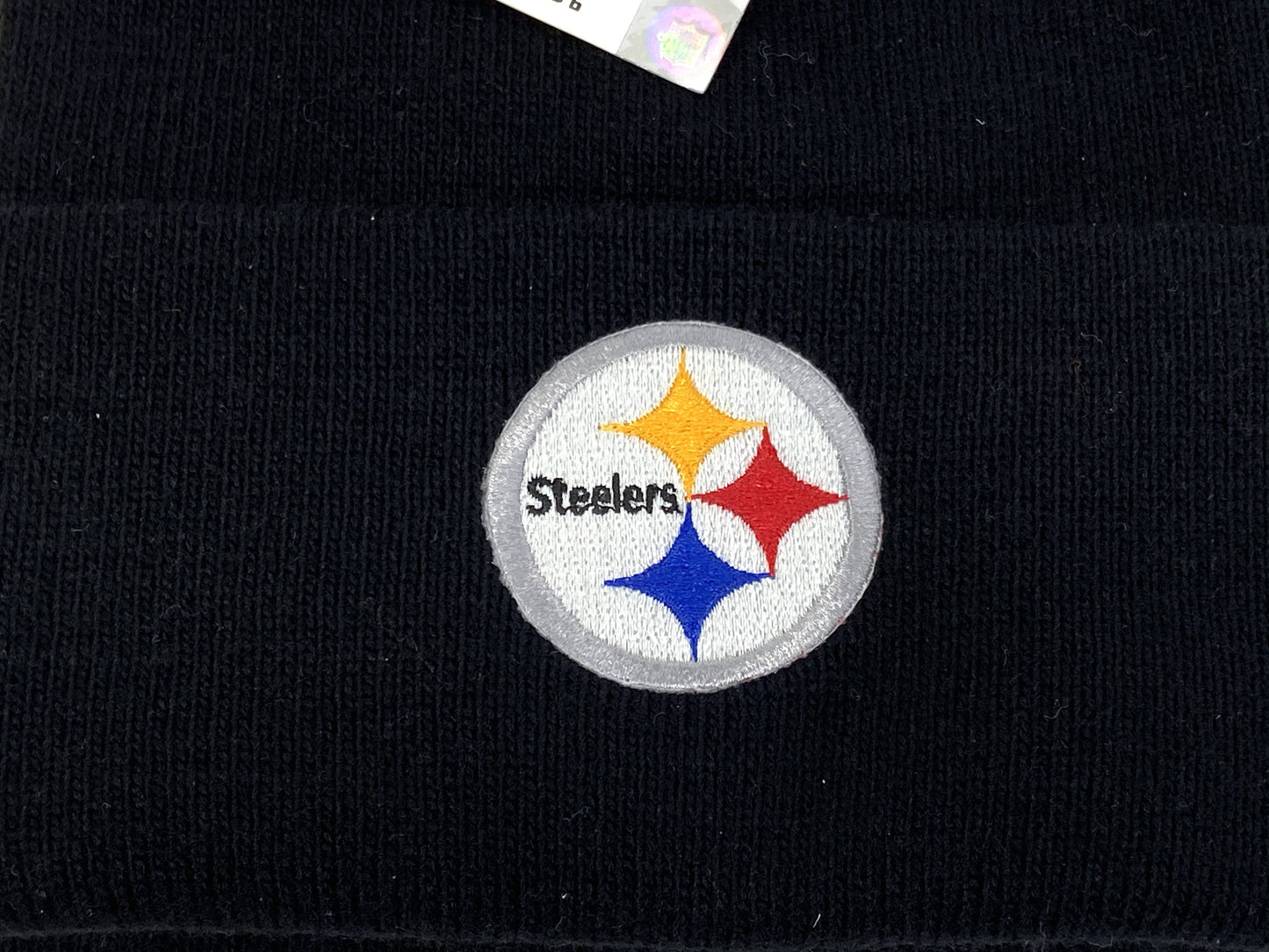 Pittsburgh Steelers Vintage NFL Black Cuffed Logo Knit Hat by Rossmor Industries