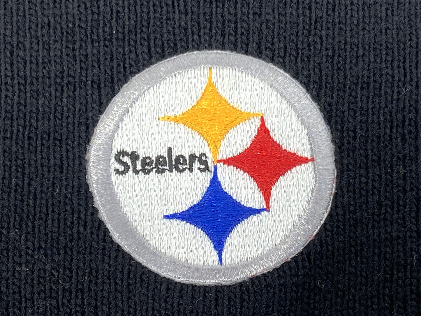 Pittsburgh Steelers Vintage NFL Black Cuffed Logo Knit Hat by Rossmor Industries