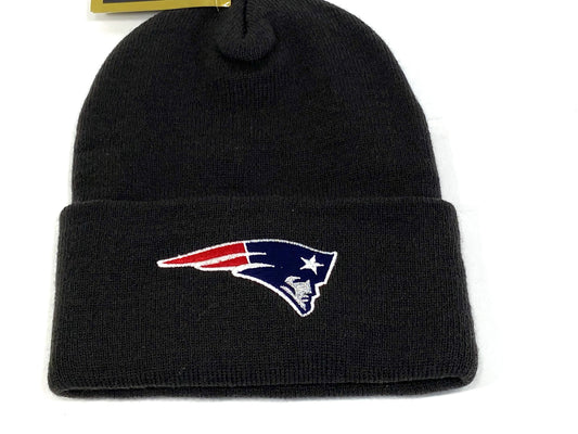 New England Patriots Vintage NFL Black Cuffed Logo Knit Hat by G Knit Cap Company