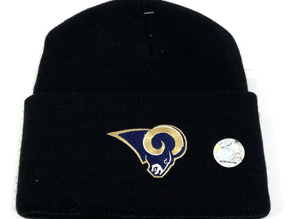 St. Louis Rams Vintage NFL Black Cuffed Logo Knit Hat by Rossmor Industries