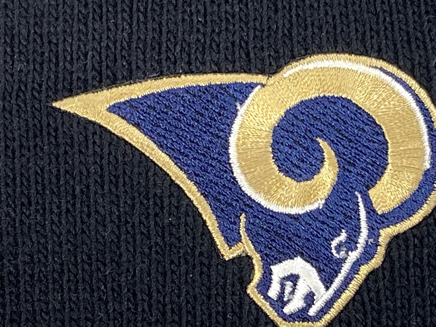 St. Louis Rams Vintage NFL Black Cuffed Logo Knit Hat by Rossmor Industries