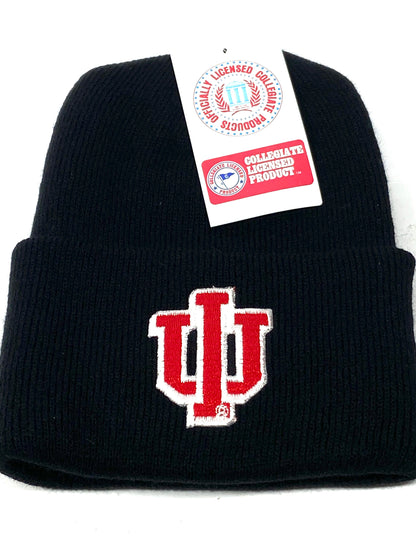 Indiana Hoosiers Vintage NCAA Embroidered Black Knit Hat by Rossmor Industries