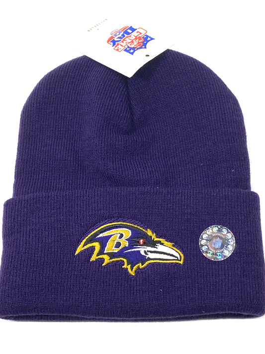 Baltimore Ravens Vintage NFL Purple Cuffed Logo Knit Hat by Rossmor Industries