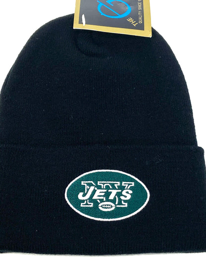 New York Jets Vintage NFL Black Cuffed Logo Knit Hat by G Knit Cap Company