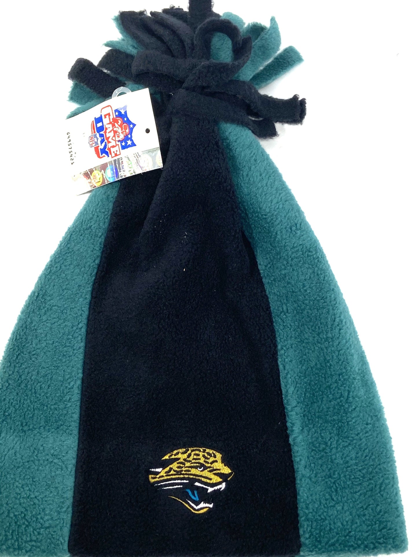 Jacksonville Jaguars Vintage NFL Green Cuffless Fleece Tassel Hat by Drew Pearson Marketing