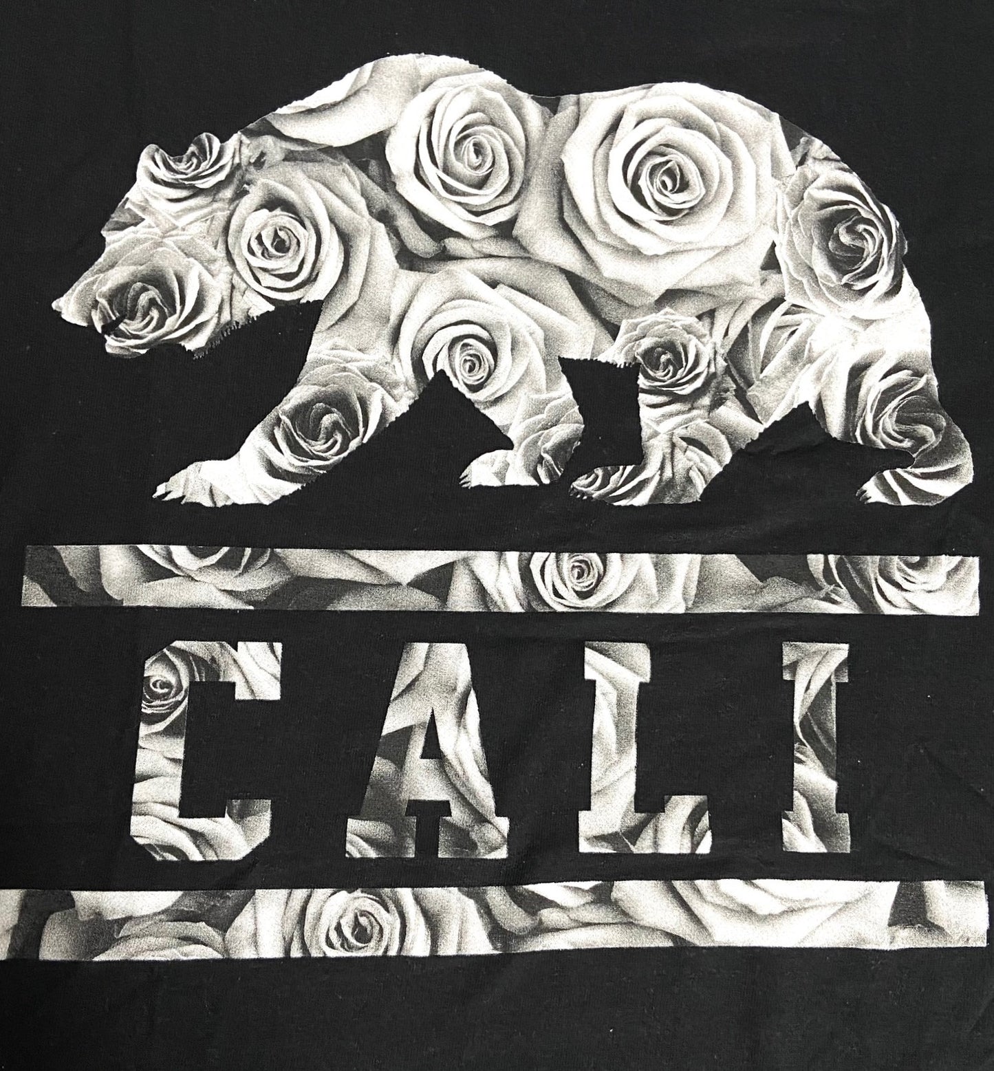 California Grizzly Bear Flower B&W T-Shirt by Shirts Happen