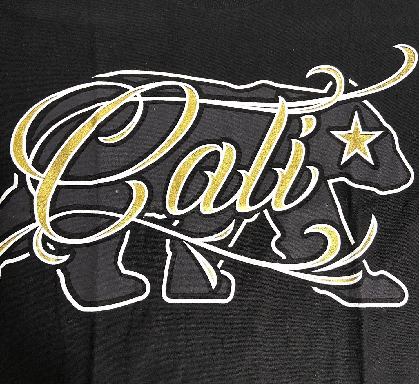 "Cali" California Grizzly Silhouette Black T-Shirt by Shirts Happen