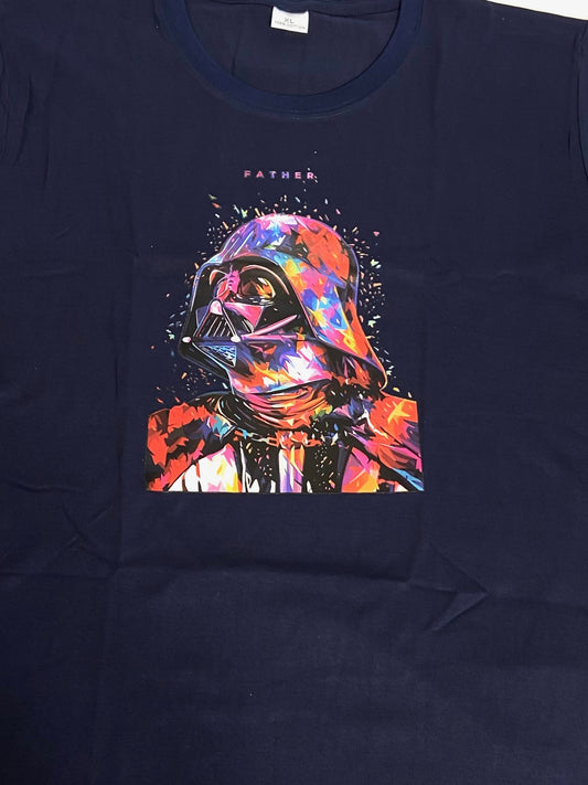 Father "Darth" Helmet Dark Blue Large T-Shirt by Weelsgao