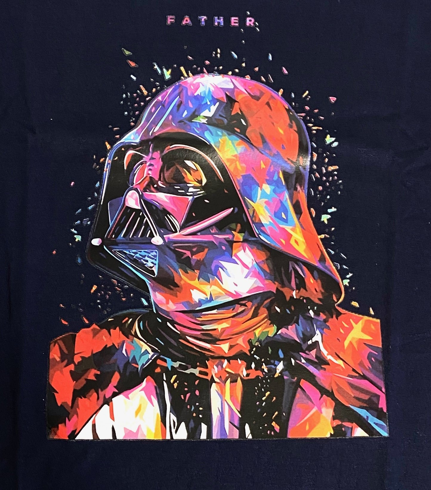 Father "Darth" Helmet Dark Blue Large T-Shirt by Weelsgao