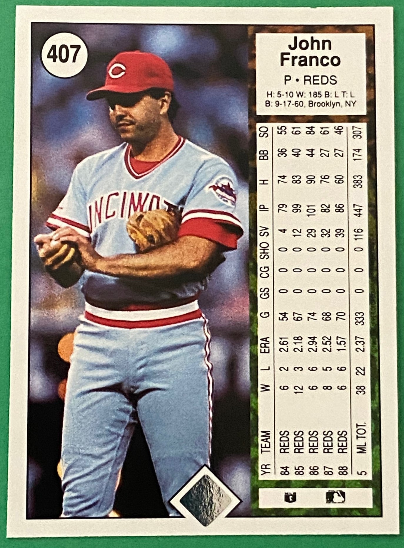 John Franco 1989 MLB #407 Cincinnati Reds by Upper Deck