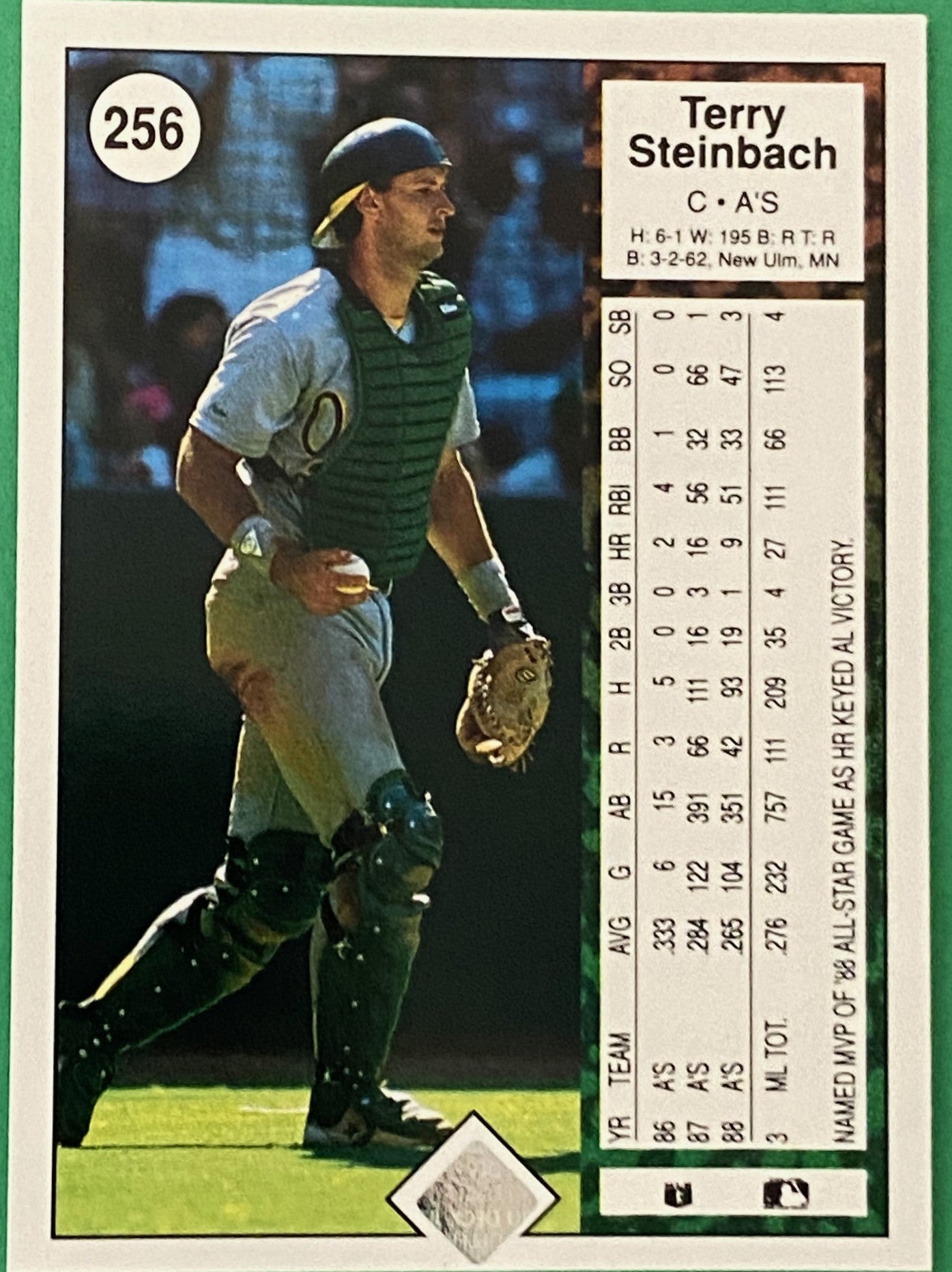 Terry Steinbach 1989 MLB #256 Oakland Athletics by Upper Deck