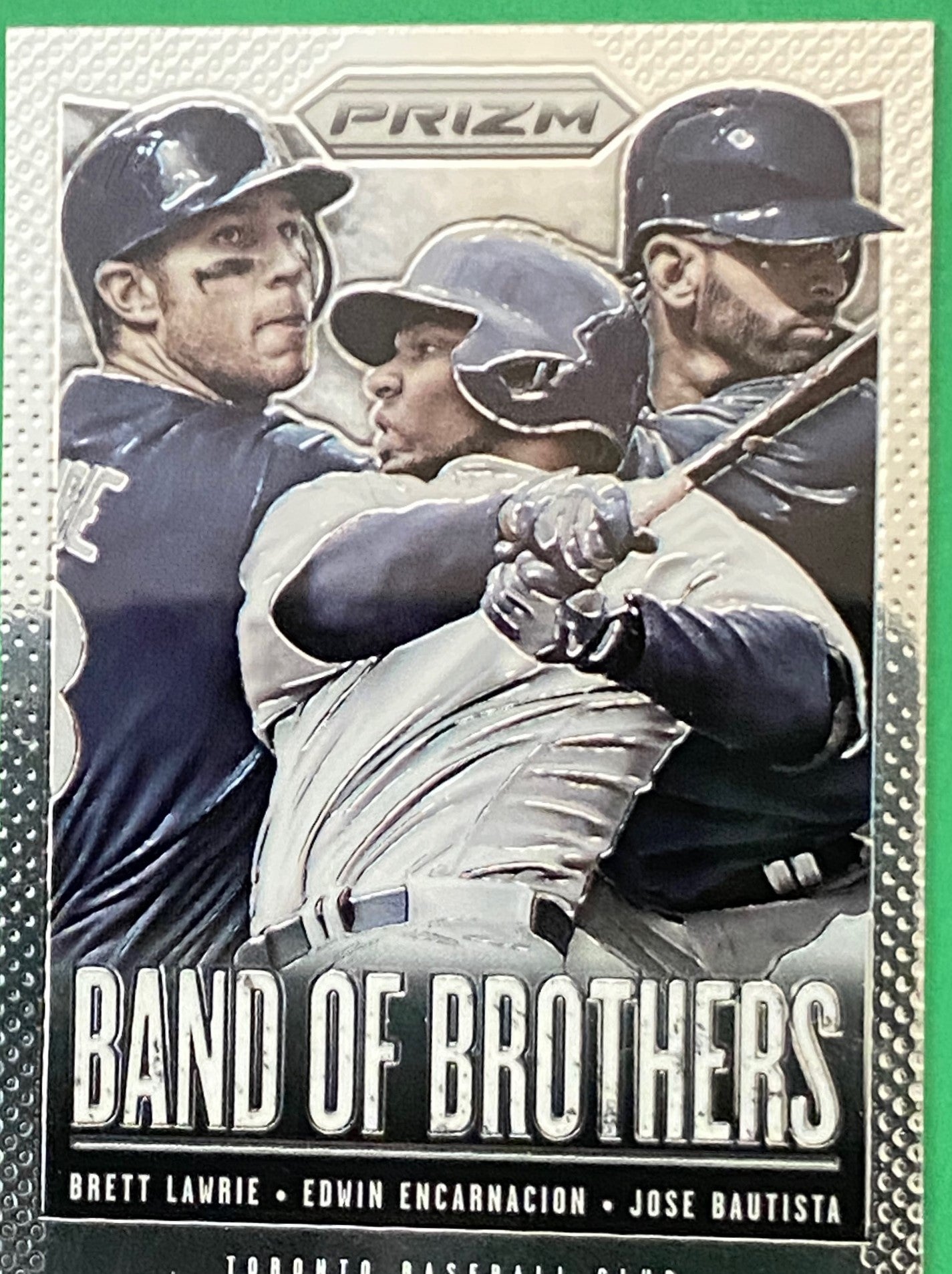 Edwin Encarnacion, Brett Lawrie, Jose Bautista 2013 MLBPA #BB18 Band of Brothers Prizms by Panini