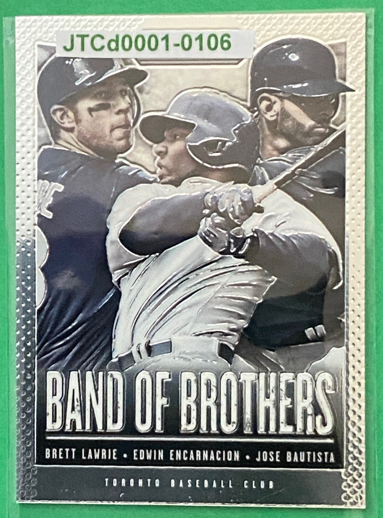 Edwin Encarnacion, Brett Lawrie, Jose Bautista 2013 MLBPA #BB18 Band of Brothers Prizms by Panini