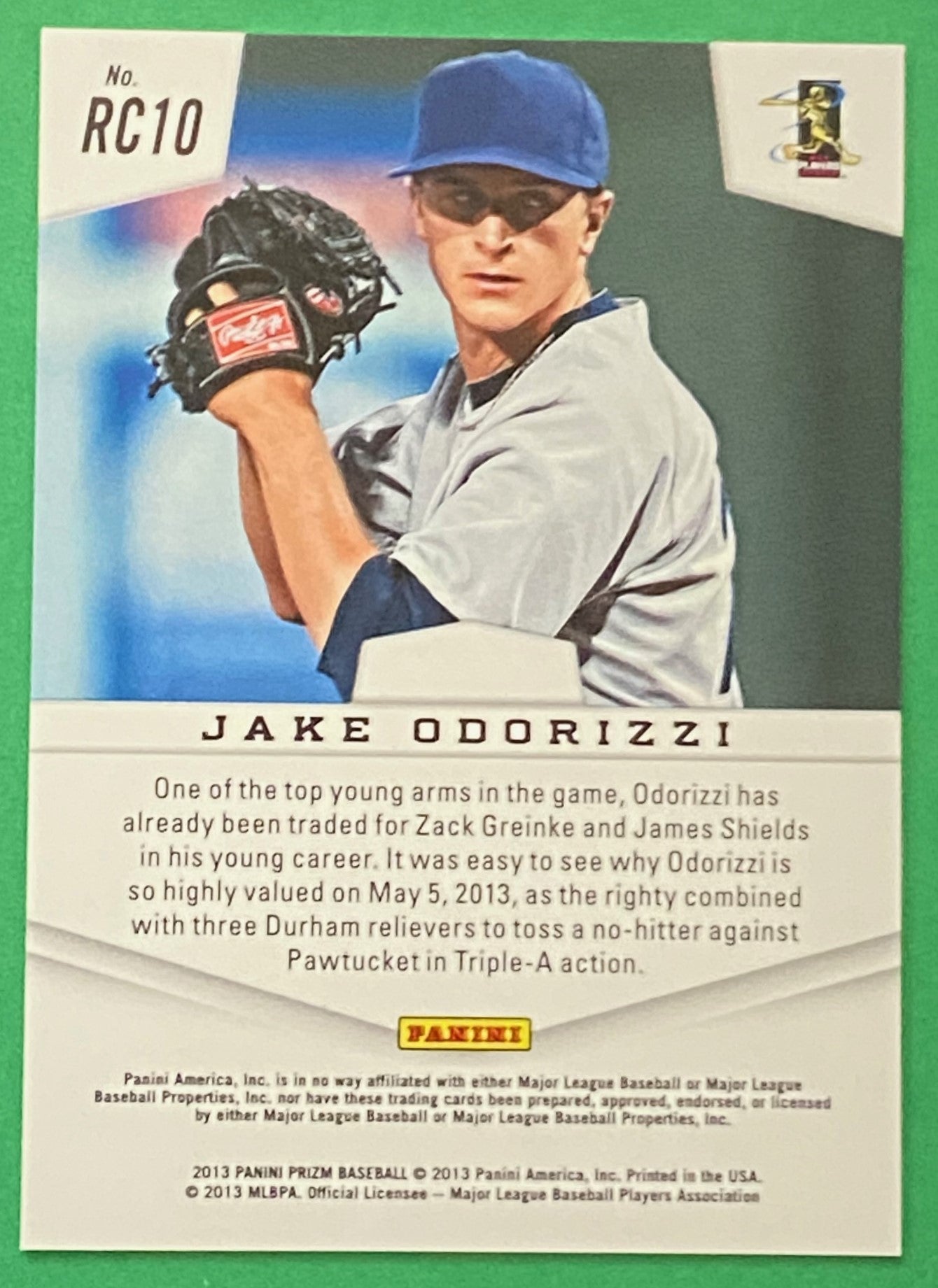 Jake Odorizzi 2013 MLBPA #RC10 Rookie Challengers Prizms by Panini