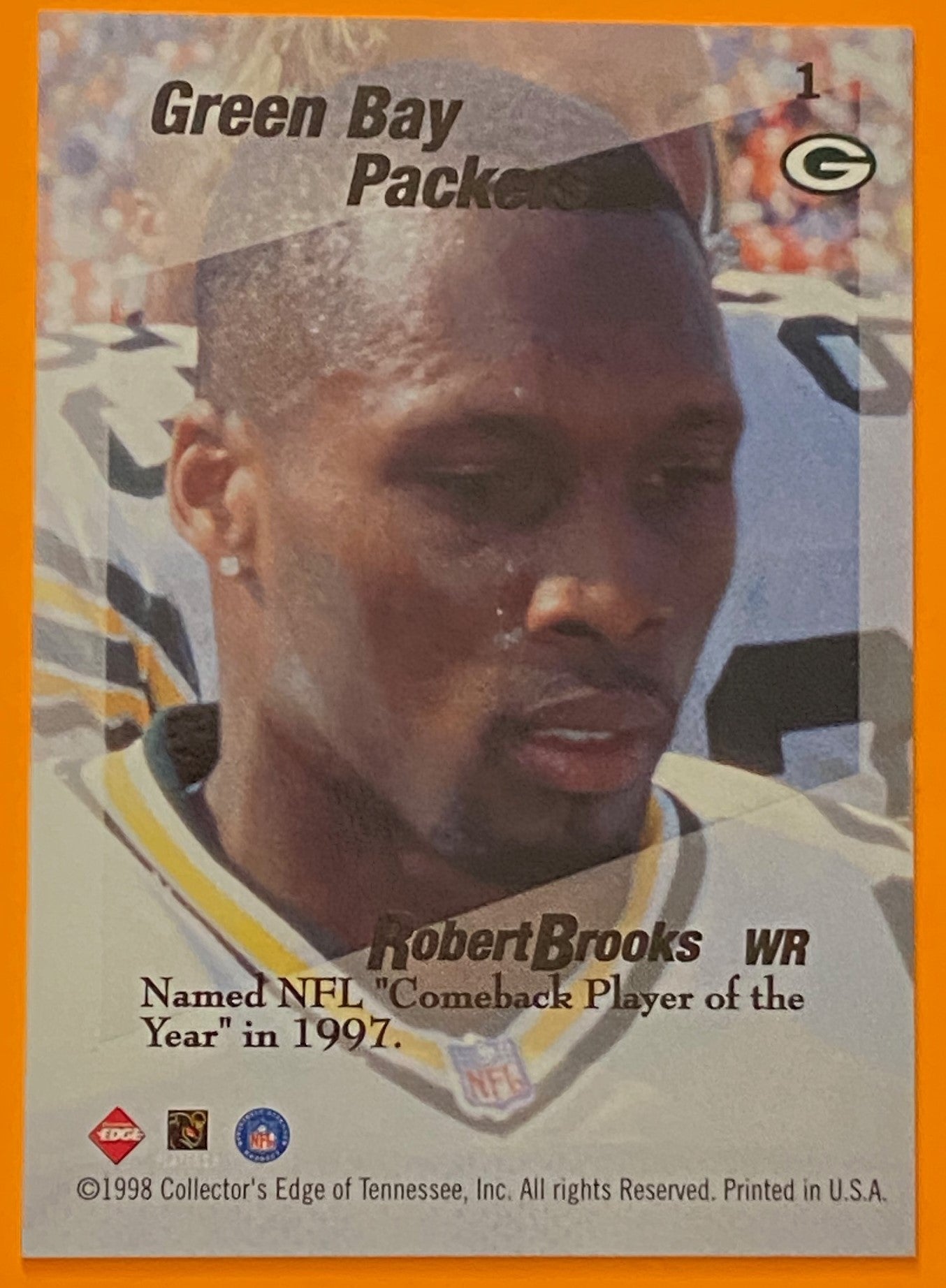 Robert Brooks 1998 NFL #1 First Place Triple Threat Green Bay Packers by Collector's Edge