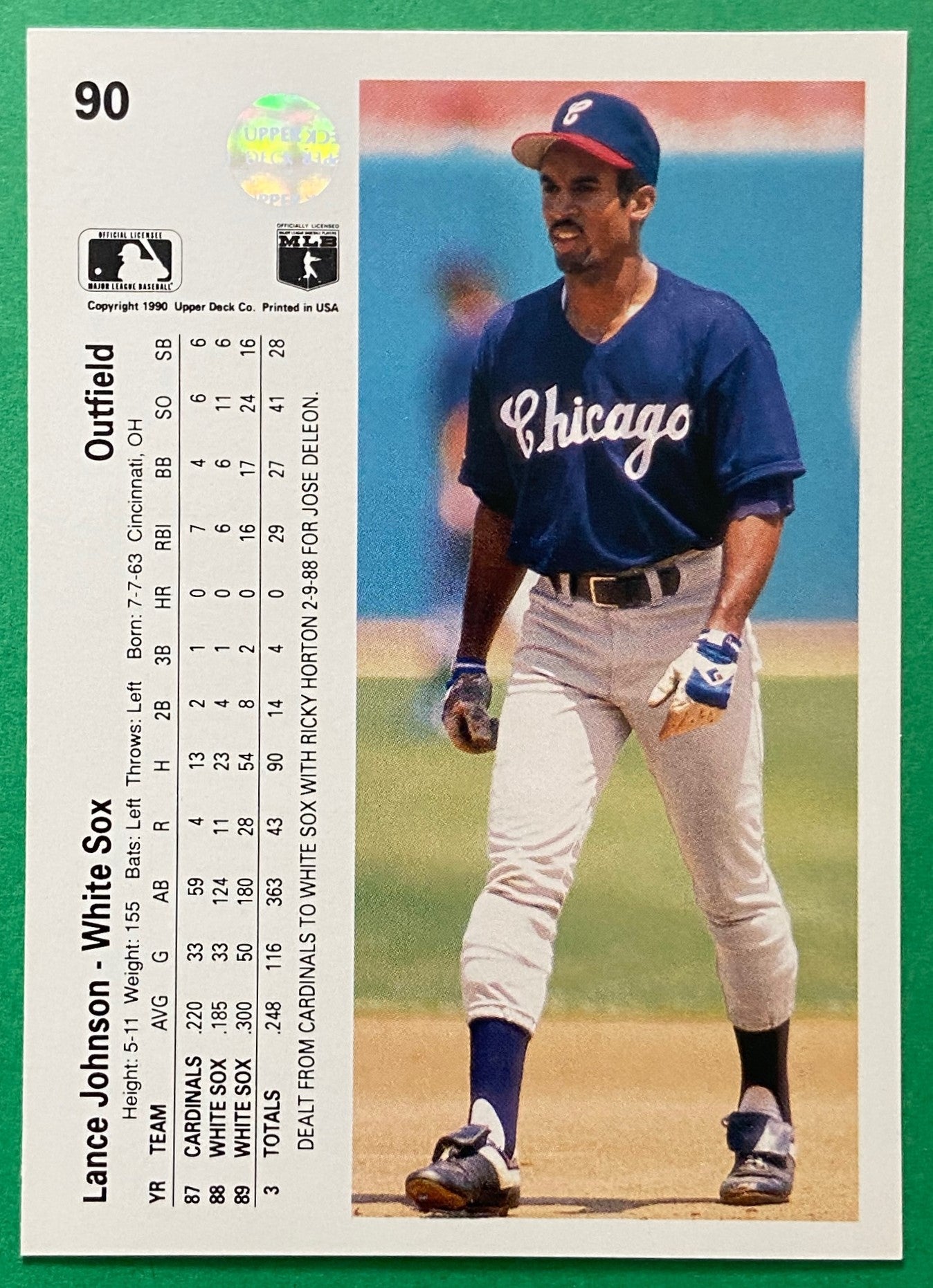 Lance Johnson 1990 MLB #90 Chicago White Sox by Upper Deck