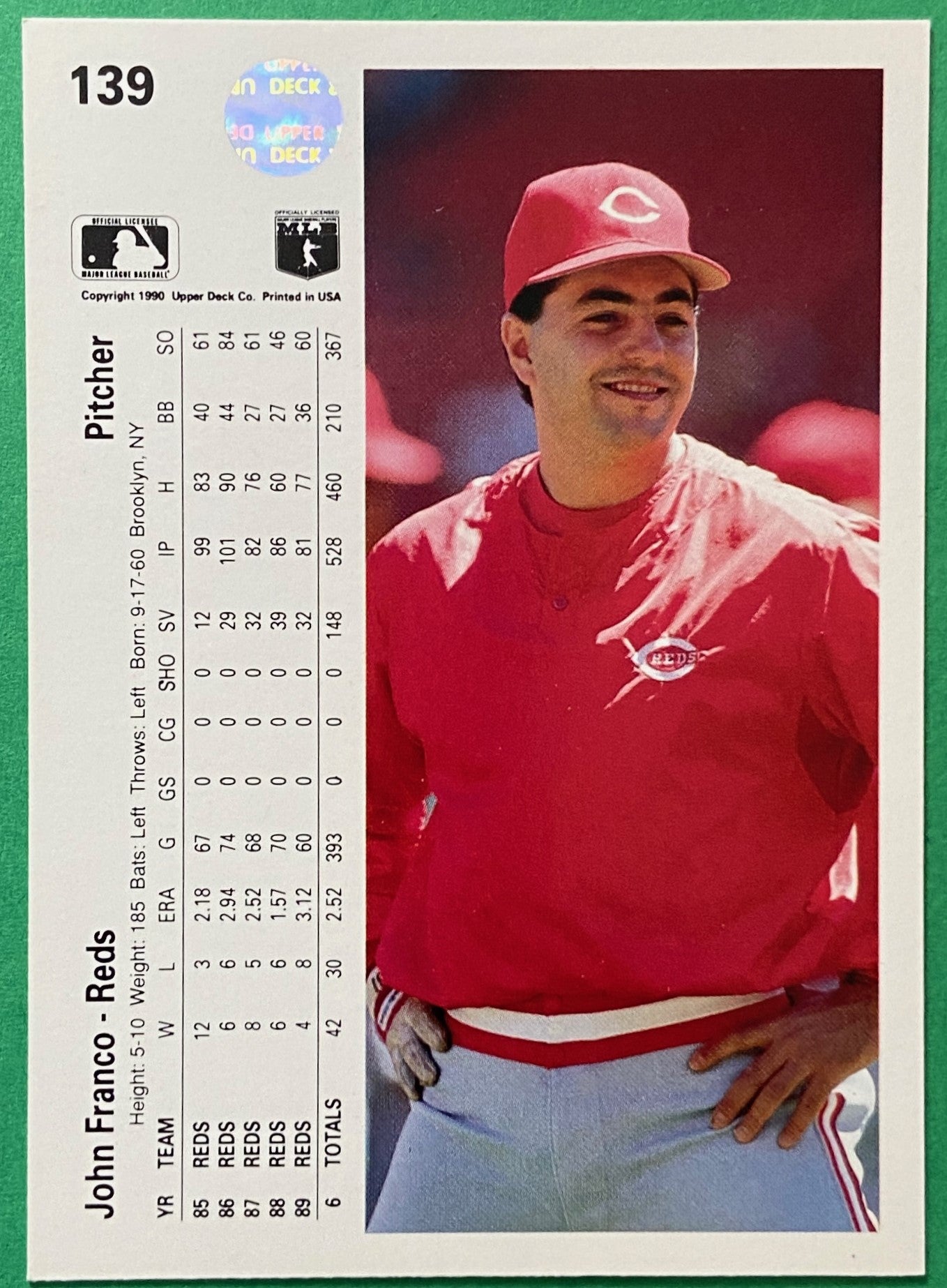 John Franco 1990 MLB #139B Cincinnati Reds by Upper Deck