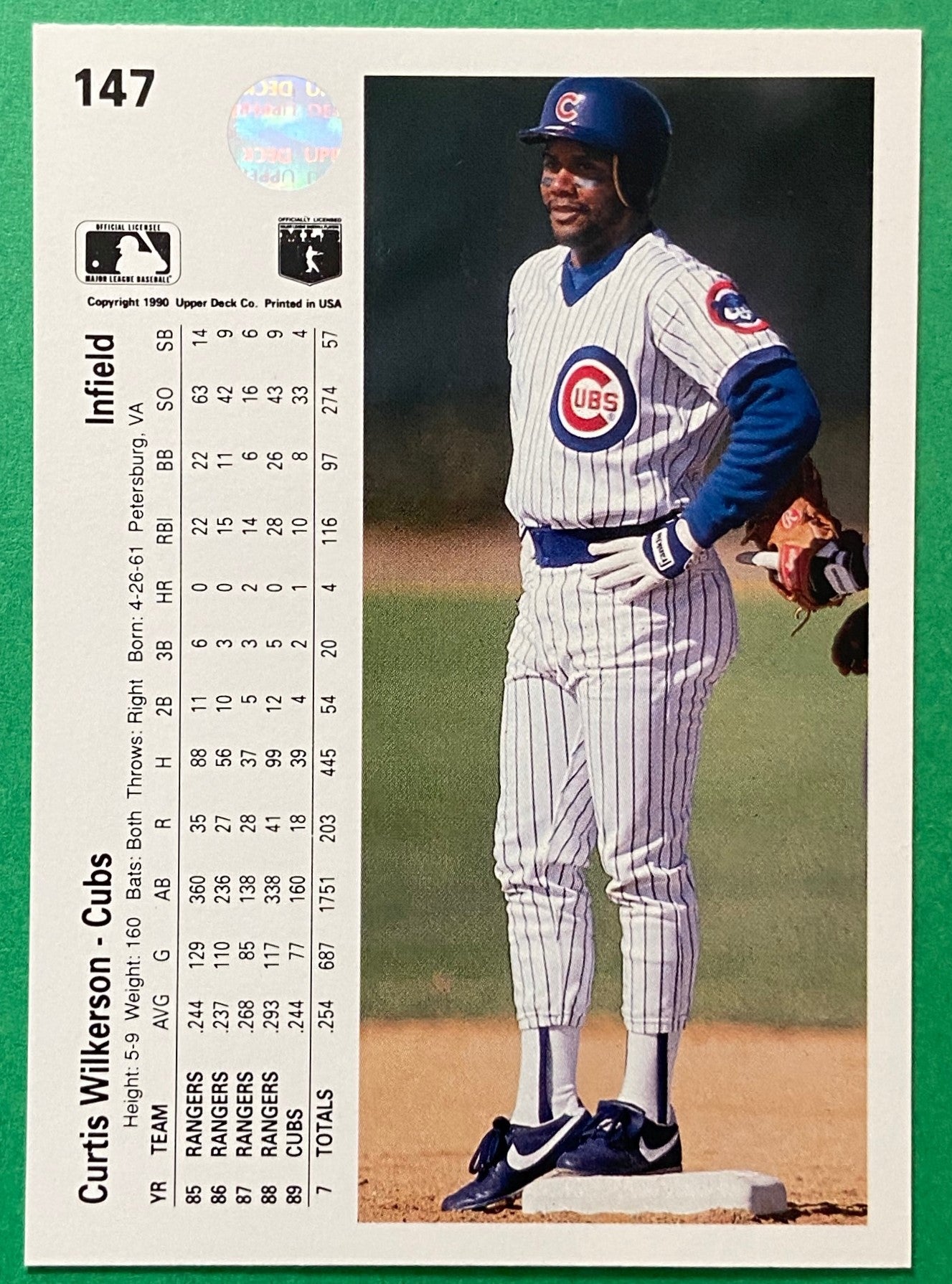 Curtis Wilkerson 1990 MLB #147B Chicago Cubs by Upper Deck