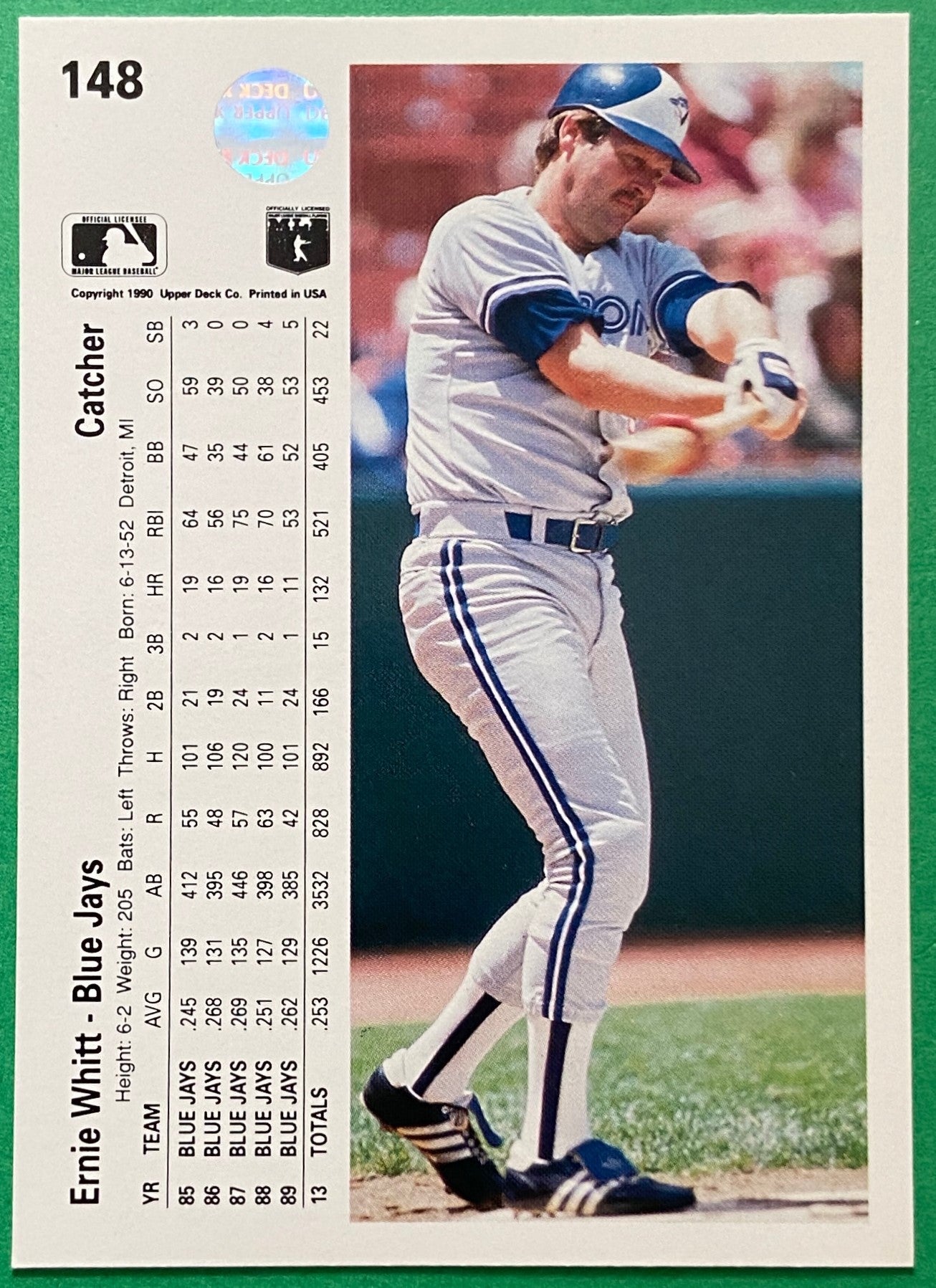 Ernie Whitt 1990 MLB #148B Toronto Blue Jays by Upper Deck