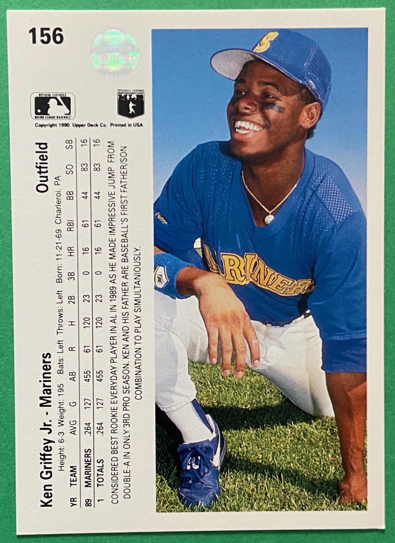 Ken Griffey Jr. 1990 MLB #156B Seattle Mariners by Upper Deck