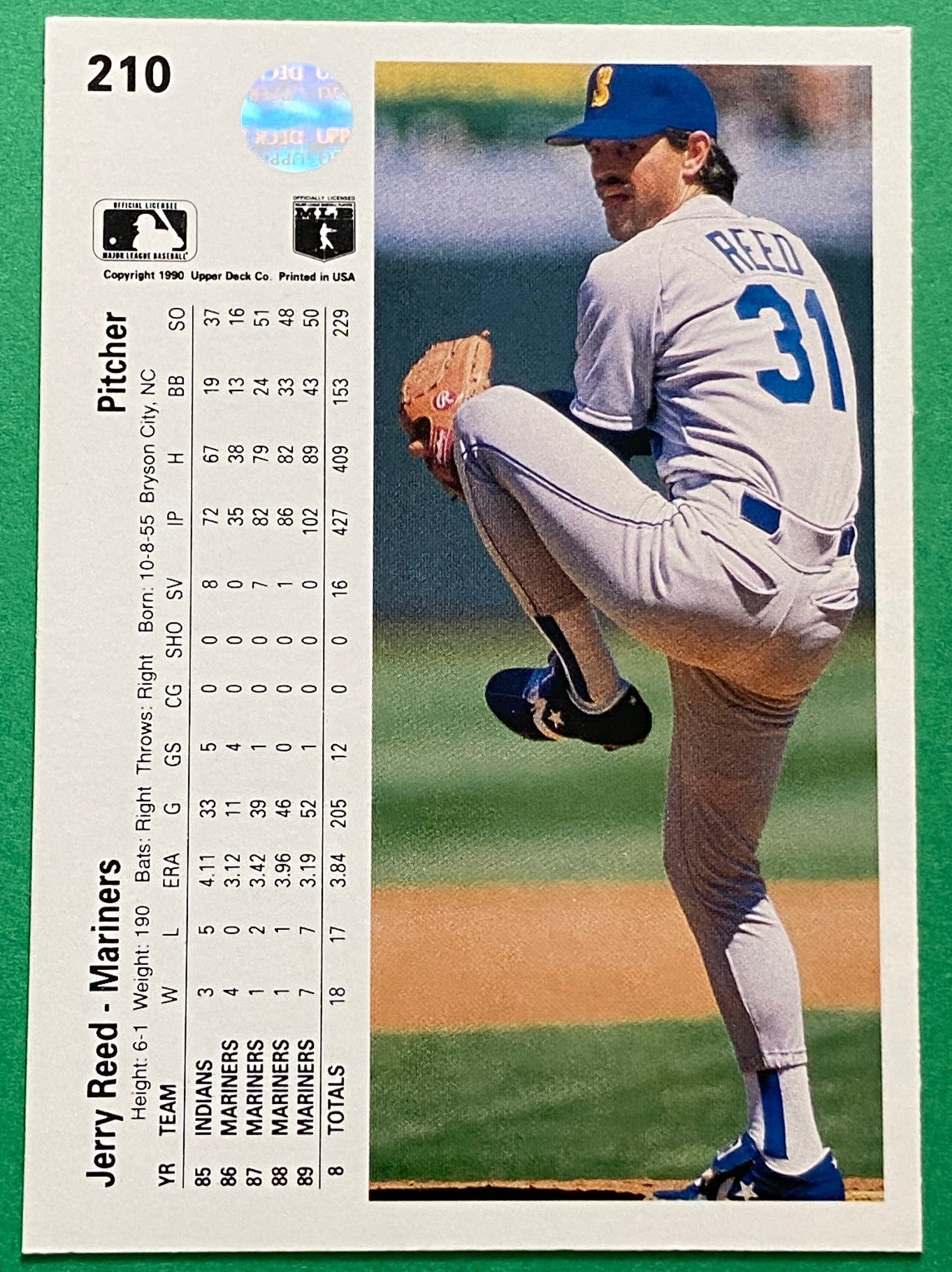 Jerry Reed 1990 MLB #210 Seattle Mariners by Upper Deck