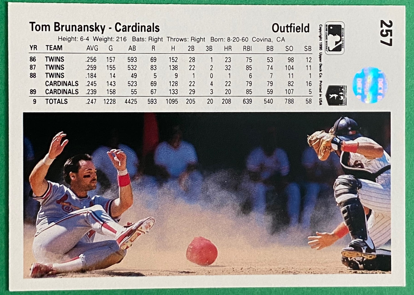 Tom Brunansky 1990 MLB #257 St. Louis Cardinals by Upper Deck