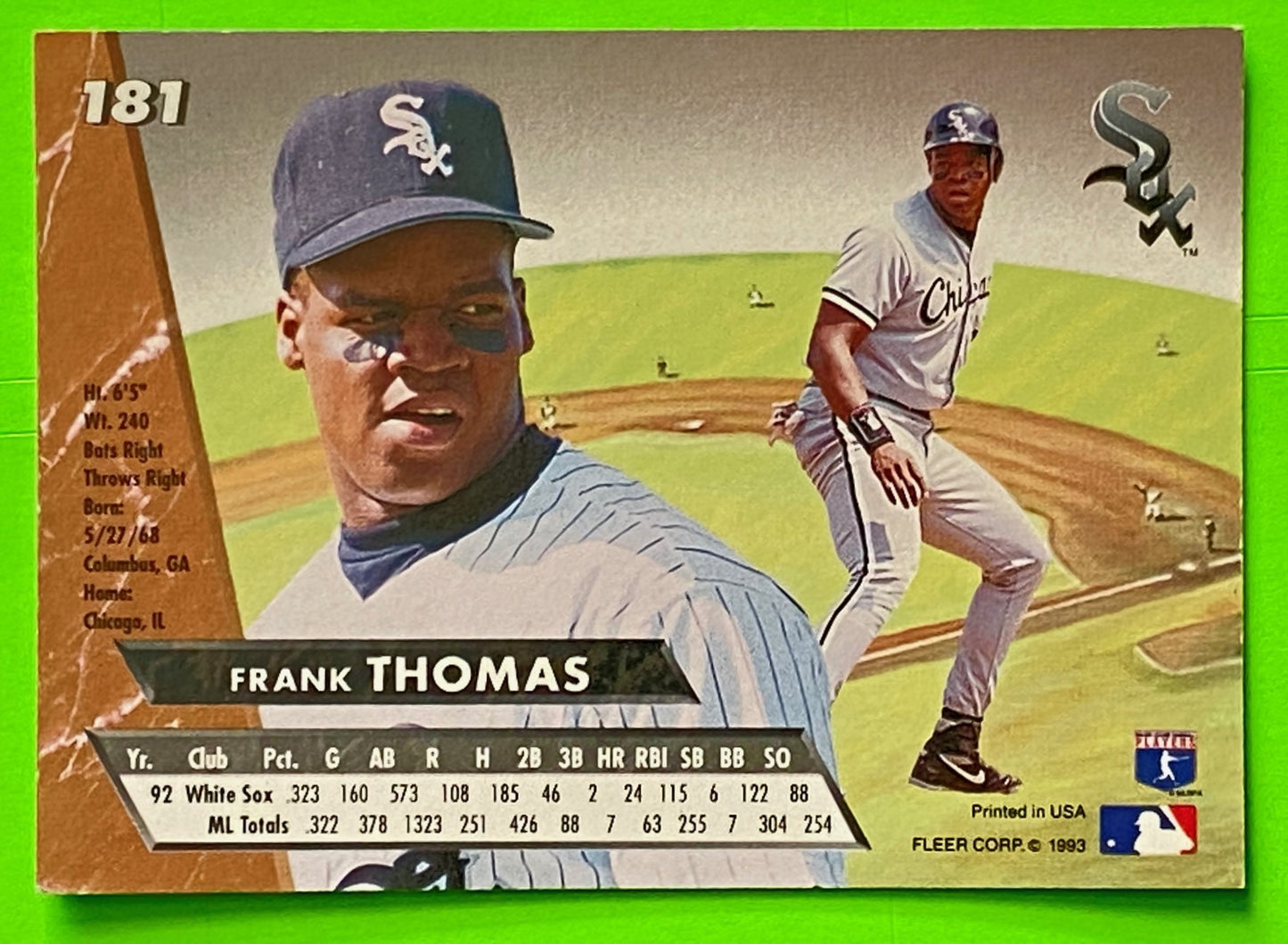 Frank Thomas 1993 MLB Ultra #181 Chicago White Sox by Fleer Corp.