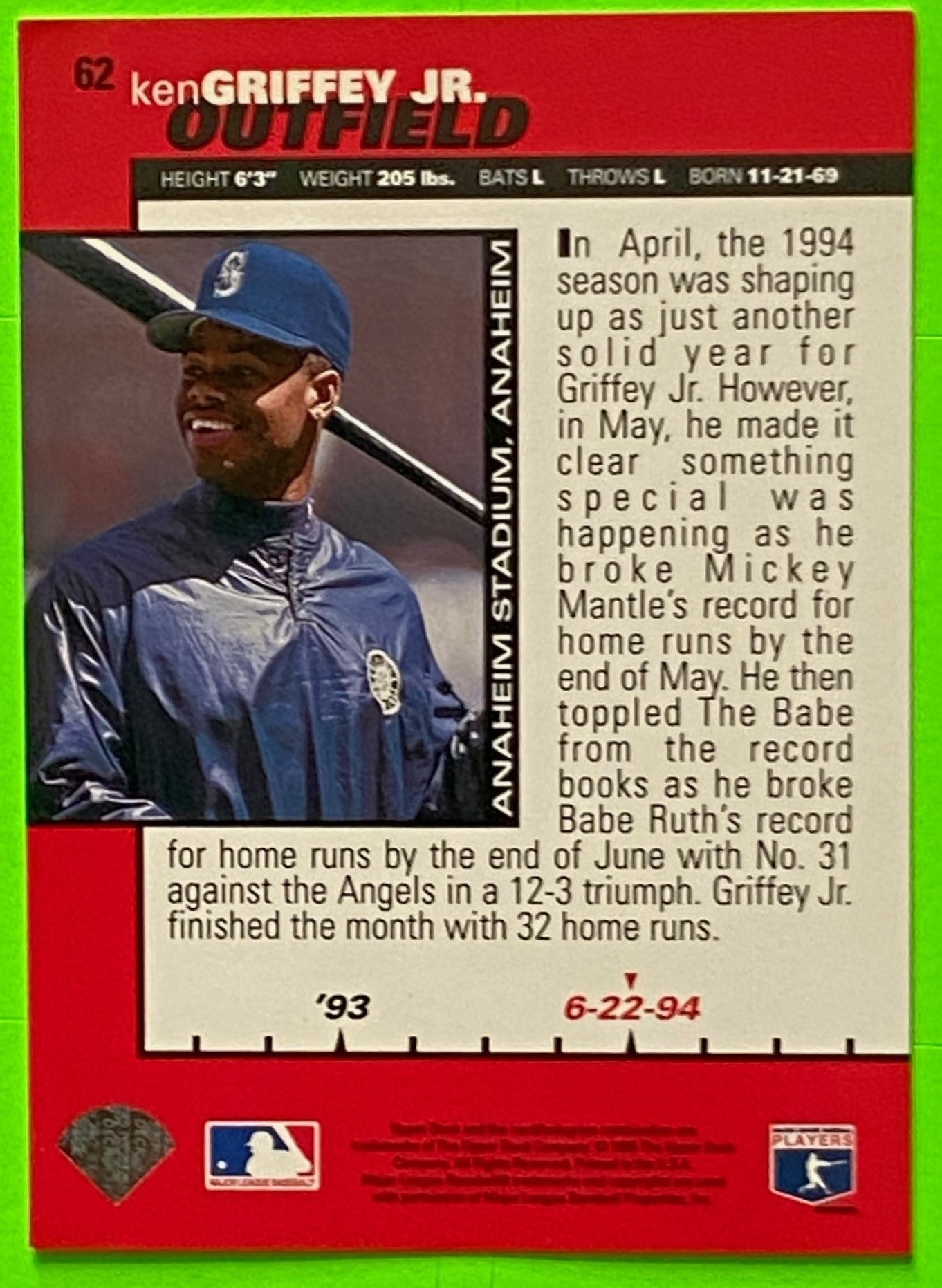 Ken Griffey Jr 1995 Best Of The 90s MLB #62 Seattle Mariners by Upper Deck Co.