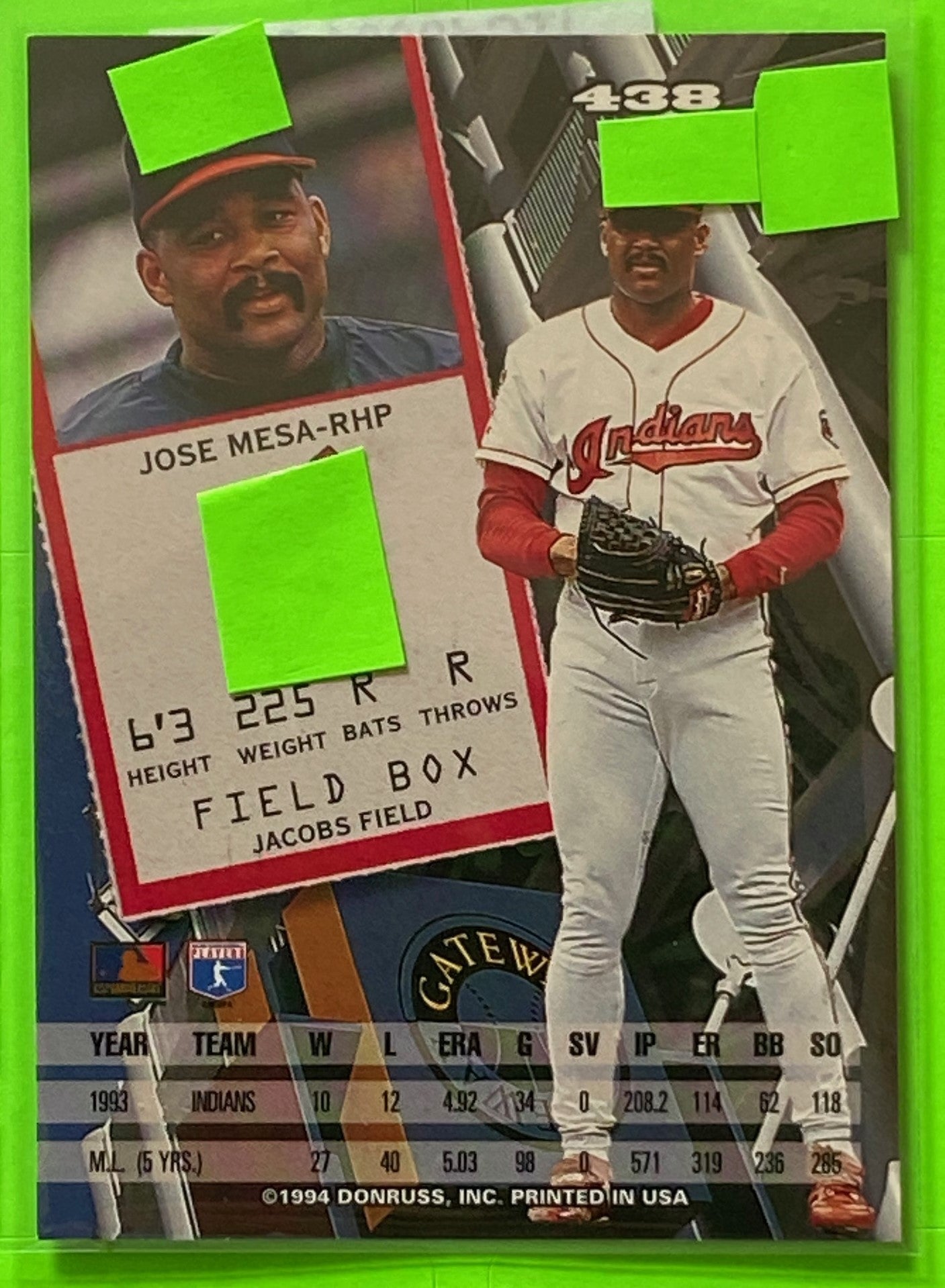 Jose Mesa 1994 MLB The Leaf Set #438 Cleveland Indians by Donruss, Inc.