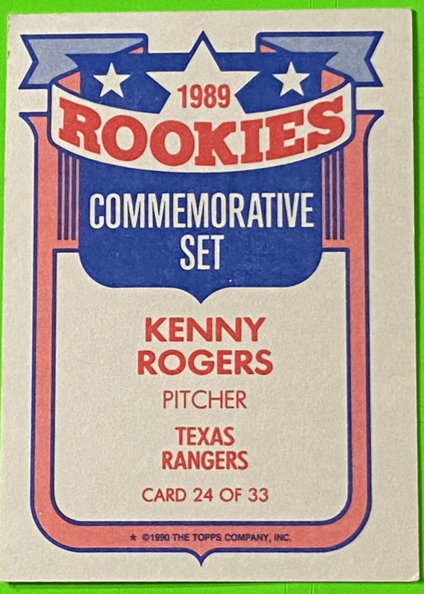 Kenny Rogers #24 1990 MLB Rookies Set Texas Rangers by The Topps Co., Inc.