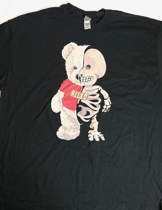 Teddy Bear/Skeleton NOS Adult XXL Black T-Shirt by Unknown